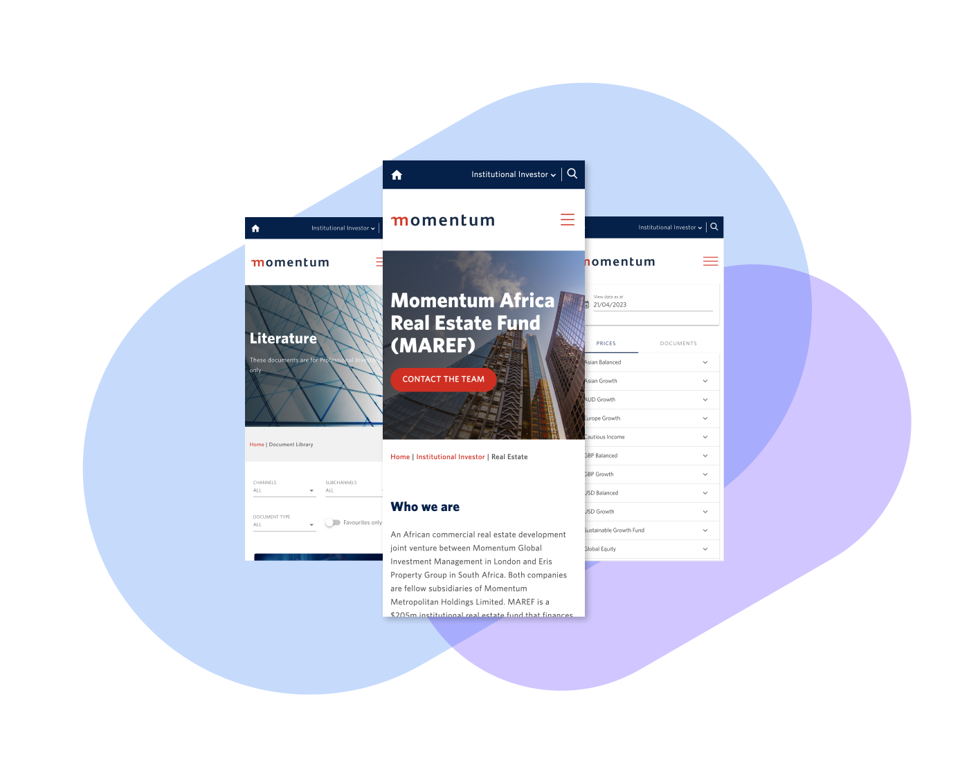 Momentum mobile web design
